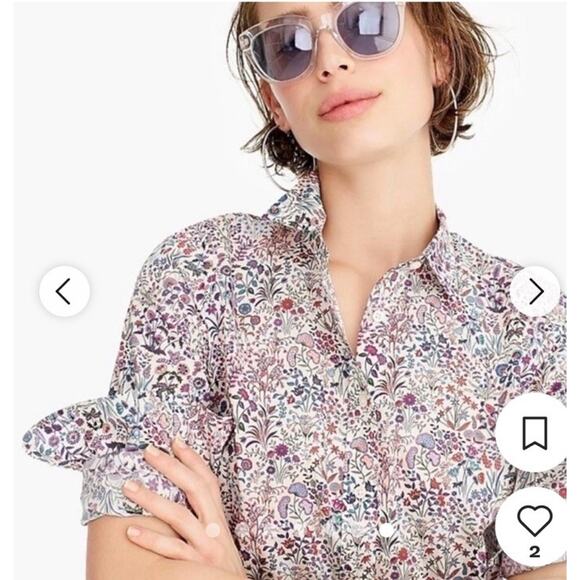J.Crew X Liberty Fabrics 12 White Floral Shepherdly Song Slim Perfect Shirt - Picture 1 of 9
